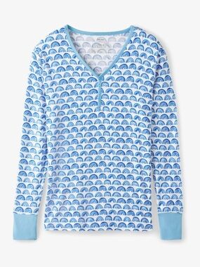 Little Sleepies Blue and White Rainbow Long Sleeve Pajama Top
